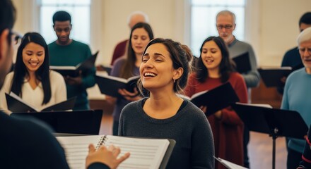 Diverse Choir Singing with Passion and Joy, Music Ensemble Performance