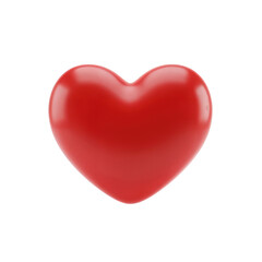 Fototapeta premium Shiny red 3D heart icon isolated on a transparent background. Symbol of love, romance, and Valentine's Day celebration.