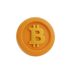 Obraz premium 3D Bitcoin coin icon isolated on a transparent background. Cryptocurrency symbol for finance, investment, and digital money. Blockchain technology concept.