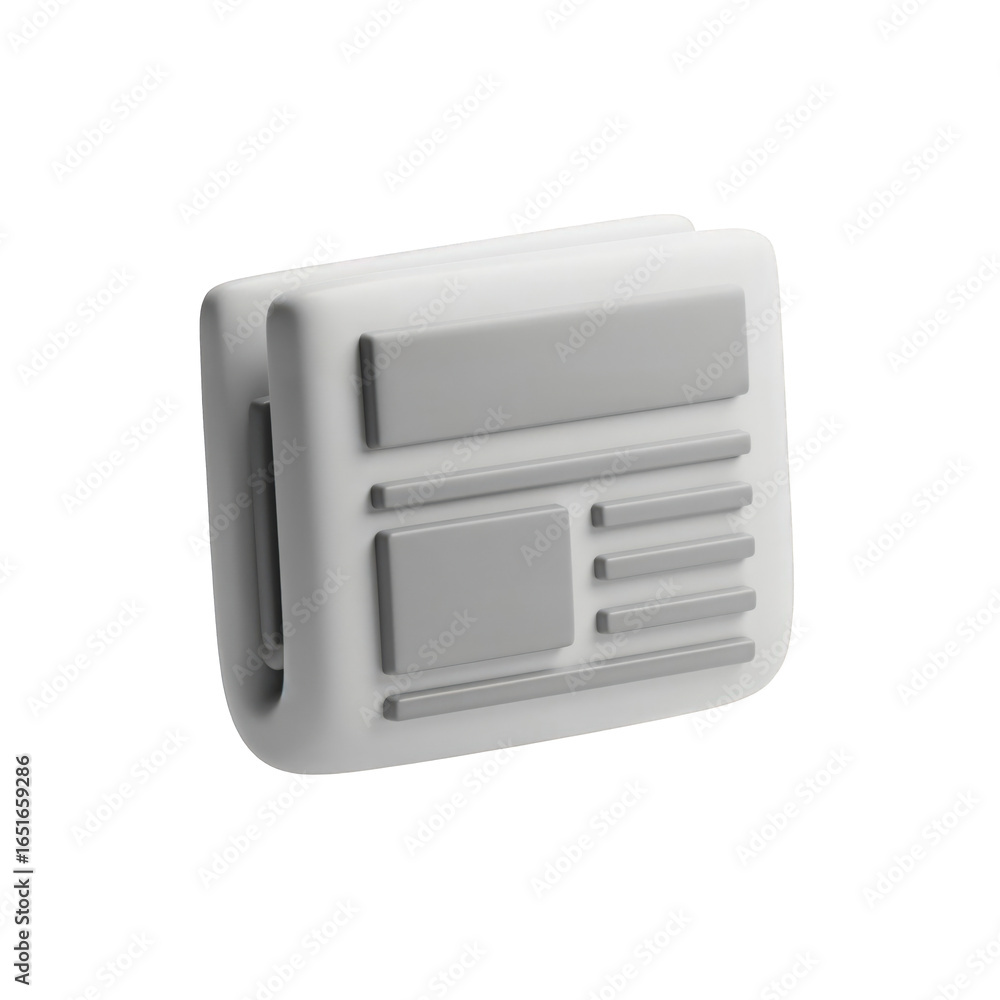 Poster 3d newspaper icon on transparent background. minimalist news media symbol for web and app design. fo