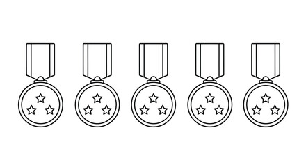 Illustration of five star medals isolated on white background