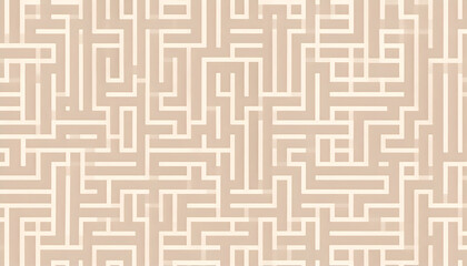 Abstract Maze Pattern with Lines in Brown and Beige Colors for Design Background