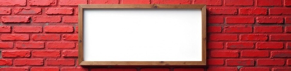Naklejka premium Blank canvas frame against red brick, artistic gallery setting , image, interior, rustic