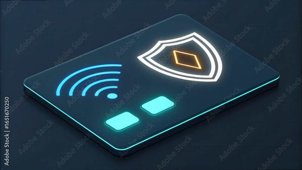 Poster modern secure transaction interface icon with shield design