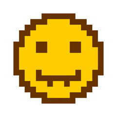 Obraz premium Happy and Sad Pixel Emojis: Emotional Duo Set, Pixelated Moods: Retro Smiley and Frowny Face Art, Opposite Expressions: 8-bit Happy and Sad Icons