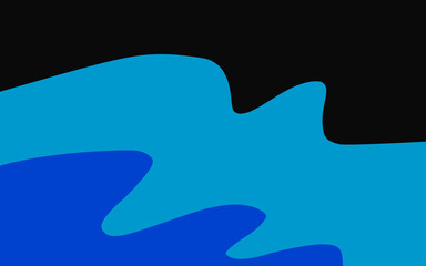 Abstract background with fluid shapes in black, blue, and cyan tones. Modern minimalist design, wavy liquid style illustration