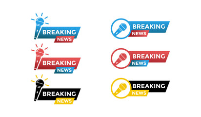  Breaking news with microphone template set. Suitable for websites, television screens, social media platforms, or mobile apps to instantly grab the audience's attention