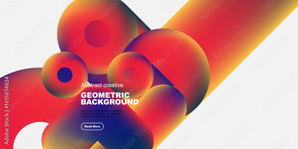 Poster vibrant fluid shapes overlap, creating dynamic abstract composition. colors blend from red to blue. 
