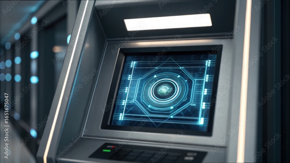 Poster high-tech interface for secure banking access with gigapixel detail