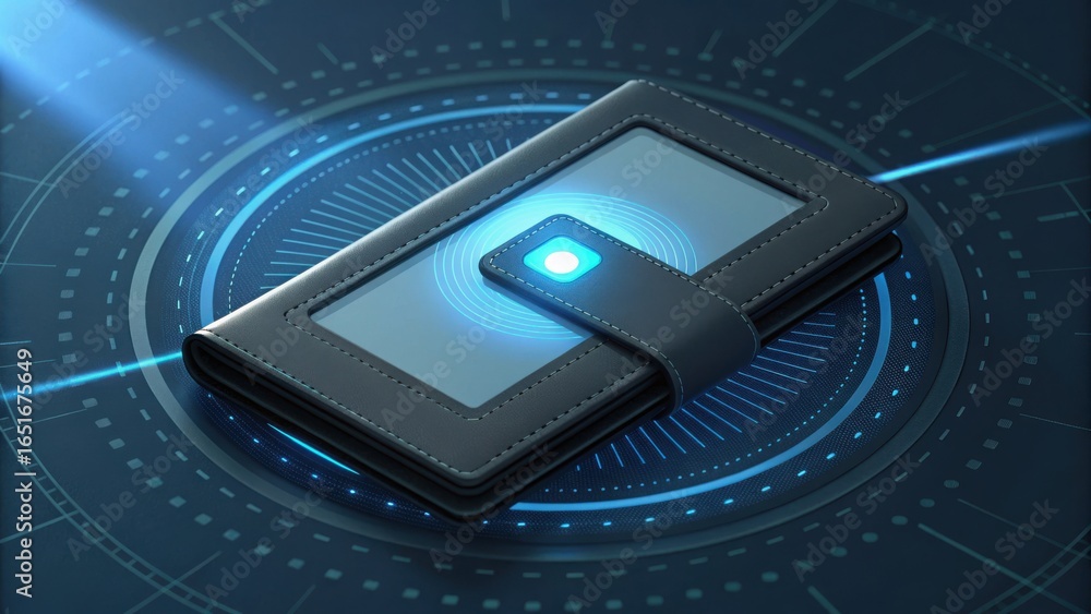 Poster advanced digital wallet with iris scan technology and gigapixel quality