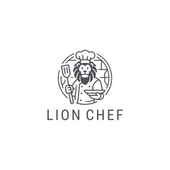 Fototapeta premium Lion chef logo style icon design template vector illustration
