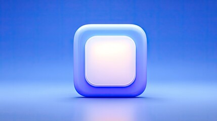 A square, light-blue, 3D design element with a white interior.