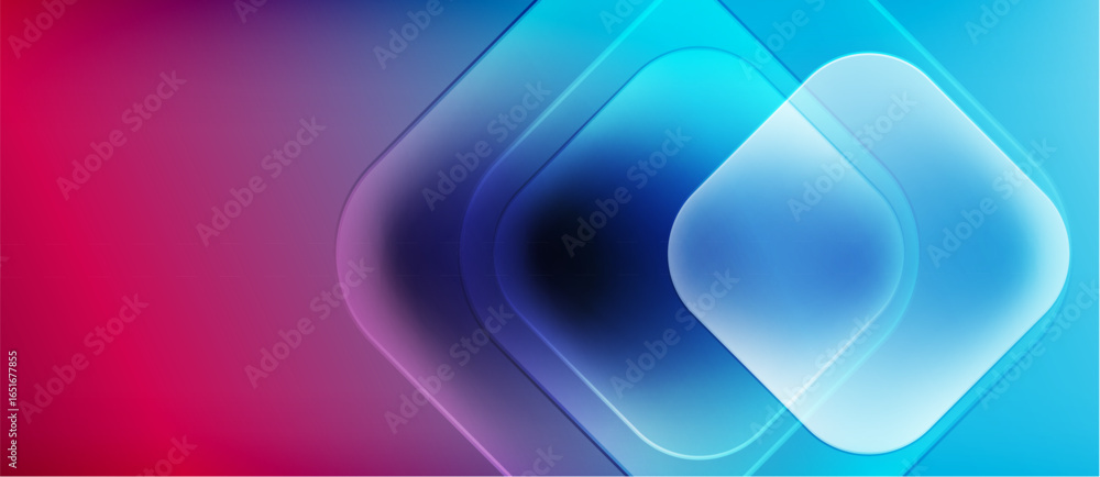 Aufkleber abstract gradient background. overlapping squares create depth, using vibrant pinks, purples, blues.