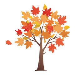 A vector illustration of a tree with colorful autumn leaves.