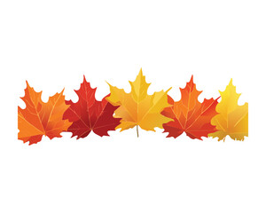 A vector illustration of a border with colorful autumn leaves.

