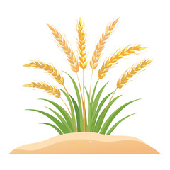 An illustration of a bunch of yellow wheat stalks on a mound of earth.