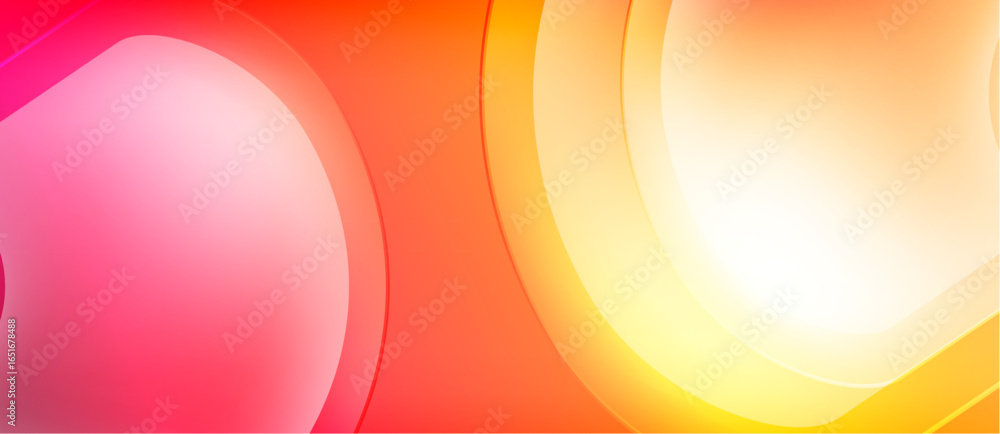 Poster abstract gradients, vibrant colors blend. circular shapes overlap, creating dynamic visual effect. w