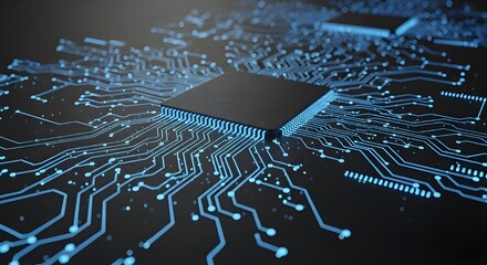 Stunning glowing circuit board illustrating advanced technology and innovative digital design