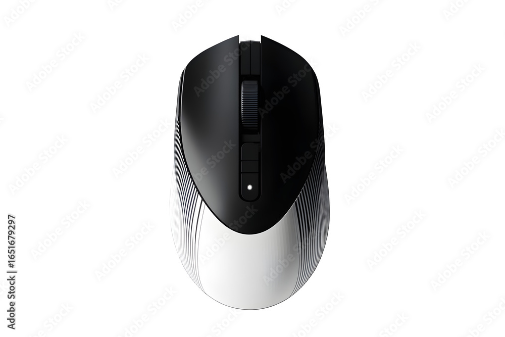 Poster black wireless computer mouse on transparent background
