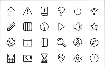 Minimal Mobile App Icons Silhouette on White Background