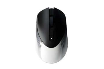 Black wireless computer mouse on transparent background