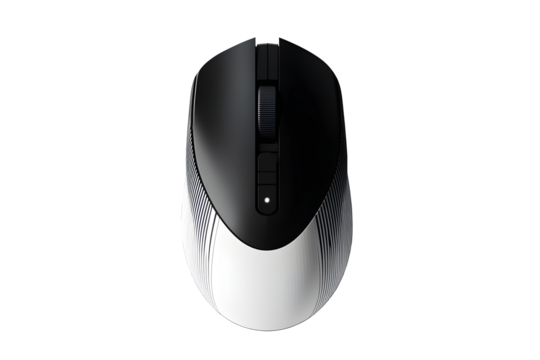 Black wireless computer mouse on transparent background - Powered by Adobe