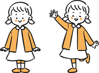 女児　全身　ベクター（オレンジ）
