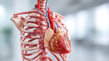 Detailed Anatomical Model of Human Heart and Ribcage Structures