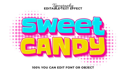 Sweet Candy Text Effect with Bold Colors and 3D Style - Editable Design