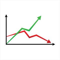 Growth and decline financial chart arrows