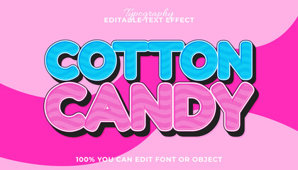 Sweet Pink Editable Text Effect with Cotton Candy Style and Wavy Textured Design. Perfect for Playful Typography Projects and Graphic Design.