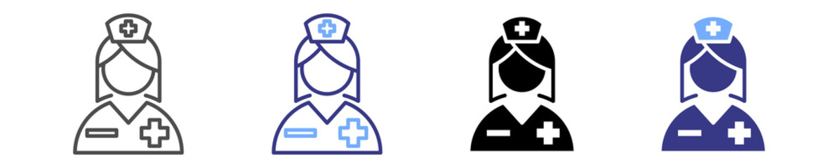 nurse icon set multiple style