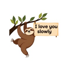 Obraz premium Adorable sloth holding a charming message of love