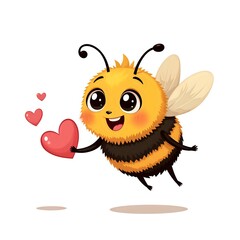 Obraz premium A cheerful bee spreading love with hearts