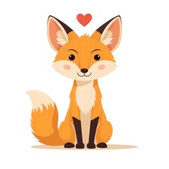 Obraz premium Adorable cartoon fox with a heart above its head