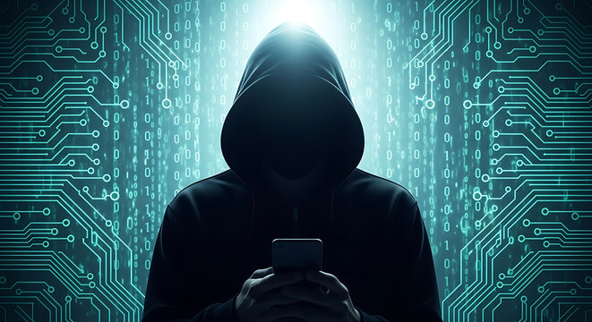 Person in hoodie using a mobile phone