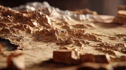 Detailed Topographic Map with Mountains and Terrain Features