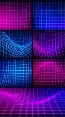 Naklejka premium Abstract grid patterns in vibrant colors