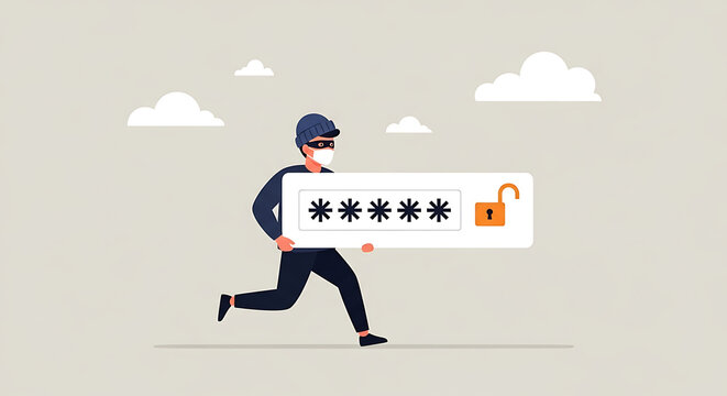 A thief running with an unlocked password