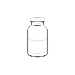 Vector illustration of a medical glass vial with liquid. Simple outline design, perfect for healthcare, pharmacy, and laboratory concepts.
