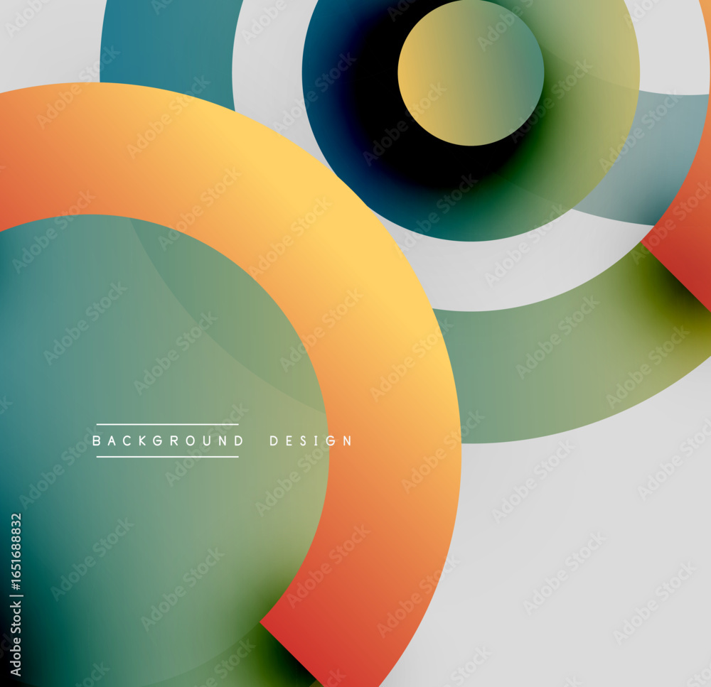 Poster abstract circles overlap, creating vibrant color gradients. modern design elements suggest dynamic c