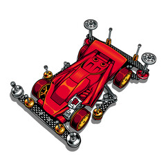 Mini 4wd car toy. racing compettion illustration vector