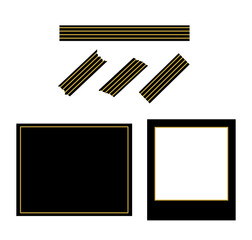 ストライプの黒色・金色のマスキングテープとメッセージカード・フォトフレームのセット（手描きイラスト）