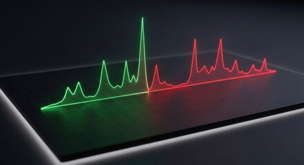 Abstract line graph visualization with red and green lines, representing data analysis, market trends, and technological innovation a digital
