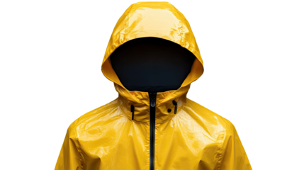 yellow raincoat on white background