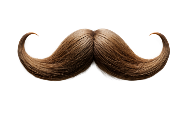 Realistic brown handlebar mustache isolated on transparent background