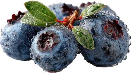 Fresh Blueberries: A close-up shot of succulent blueberries glistening with droplets, offering a sensory feast. These ripe.