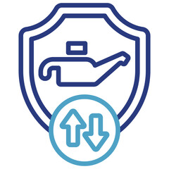The icon indicates protection or security of stock against price changes or market volatility, while the oil can is a product that is protected against price fluctuations.