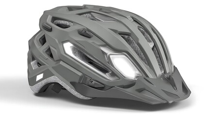 Fototapeta premium Modern Gray Cycling Helmet with Lights Safe Stylish Adventure Gear.