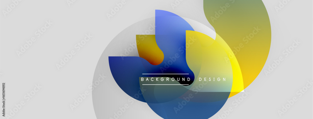 Poster abstract shapes overlap, creating dynamic visual effect. colors blend, forming modern background des